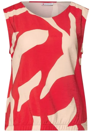 Street One - Gemustertes Materialmix Top rot - Gr. - 38