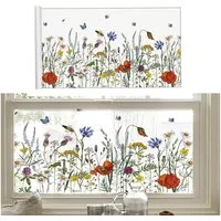 Agger Fensterfolie Selbsthaftend,abziehbare DIY-Sticker mit statischer Haftung, bunte Blumenaufkleber, Fenster Sichtschutzfolie,Balkontür Fenster