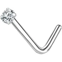 Karisma Schmuck Nasenpiercing Nasenstecker Silber 925 L-Form 2/2,5/3mm Zirkonis Dünn, 0,6mm Dicke Frauenschmuck