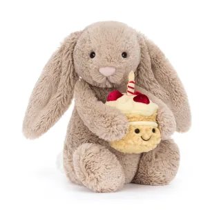 Jellycat Bashful Beige Bunny 'Birthday' 31cm
