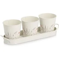 Zeller Present Kräutertopf Pflanztopf-Set (Set, 4 St), 3 Töpfe & passendes Tablett