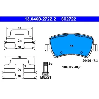 ATE Bremsbel?ge hinten Ford Land Rover Volvo 13.0460-2722.2