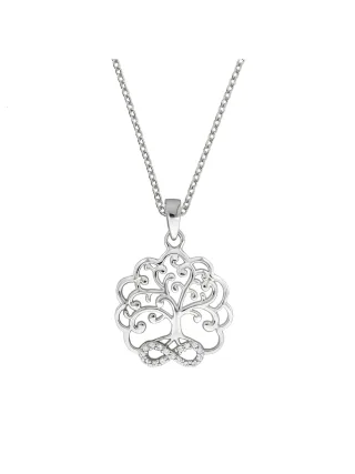 Zeeme Silber Halskette 925 Sterling Silber rhodiniert Lebensbaum