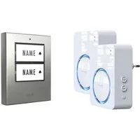 m-e Smart Home Türklingel Funkklingel Komplett-Set beleuchtet, klangaktiv, mit Bewegungsmelder, (beleuchtet, klangaktiv, mit Bewegungsmelder, mit Namensschild)