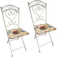 HTI-Line Gartenstuhl Metallstuhl 2er Set Flowers and Plants (Set, 2 St), Gartentstuhl nostalgisch mit Motiv