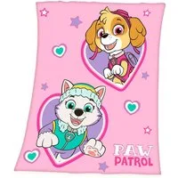 Kinderdecke 130x170cm Paw Patrol Rosa hochwertig bedruckt, Herding, Bequeme Fleecedecke mit tollem Paw Patrol-Motiv in Rosa