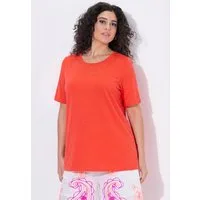 Ulla Popken T-Shirt T-Shirt Stickerei A-Linie Rundhals Halbarm