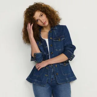 Soft Denim Utility-Jacke, Damen,  Blau, Elasthan/Baumwoll-Mischung, by Lands' End
