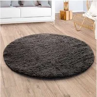 Paco Home Hochflor-Teppich Silky 591, rund, Höhe: 37 mm, Uni Farben, besonders weich und kuschelig