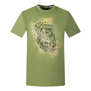 Cavalli Class Leopardenmuster Silhouette Grünes T-Shirt