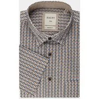 Haupt Kurzarmhemd Modern Fit Kurzarm Baumwoll-Herrenhemd Camel Print Style Sommer