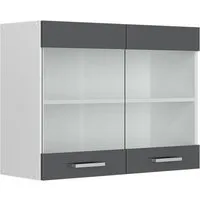 Vicco Glashängeschrank R-Line, Anthrazit Hochglanz/Weiß, 80 cm (1-St)