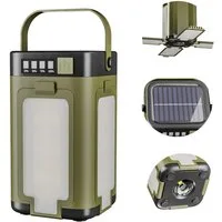 Tekoo LED Gartenleuchte LED Campinglampe Solar faltbar Akku Laterne Outdoor mit Powerbank, LED fest integriert, Warmgelb, Kaltweiß, Orange, 360° Flächenlicht, 4 ausklappbare Lichtflügel, SOS-Blinkfunktion