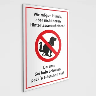 Hundekot Schild - Sei kein Schwein - DIN A5 - mit Selbstklebepunkten geliefert