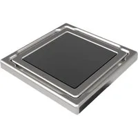 MERT Bodenablauf Duschablauf Edelstahl Glas Abdeckung 110x110 mm flach