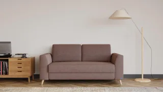 BRUNO Schlafsofa 140cm in Braun | Klassik | stabiles Massivholz & Boxspringkomfort