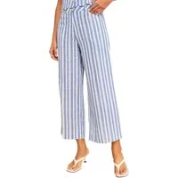 Love & Roses Leinenhose Love & Roses Verkürzte, weite Hose mit Streifen (1-tlg)