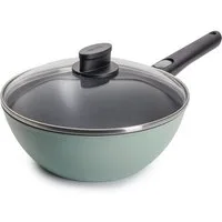 WOLL MADE IN GERMANY Wok Ecolour Ø 24 cm inkl. Deckel, Aluminiumguss (Set, 2-tlg), abnehmbarer Stiel