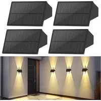 ZMH Außen-Wandleuchte 1/2/4 Wandlampe Warmweiß 3000K Solarlampen Up And Down Light für Außen, LED fest integriert, Warmweiß, Schwarz, 3000K Warmweiß, LED Außenwandleuchten, 2W