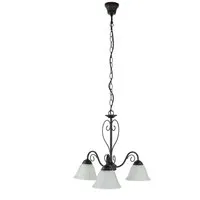 Licht-Erlebnisse Pendelleuchte ATHEN, ohne Leuchtmittel, Hängelampe Ø 46 cm Weiß Schwarz Glas Metall E14 Rustikal Hängeleuchte
