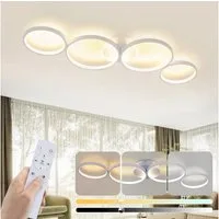 ZMH LED Deckenleuchte Wohnzimmer 4-flammig, 55W/56W, dimmbar mit Fernbedienung, 3000-6500K, Augenschutz, Einfache Installtion, Ringoptik, LED fest integriert, warmweiß-kaltweiß