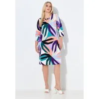 Ulla Popken Maxikleid Punto-Kleid grafischer Blumen-Druck Rundhals