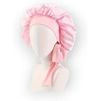 HC Duschhaube TIE Bonnet Rosa mit Schnurr, extra langes Bindeband, angenehmer Tragekomfort