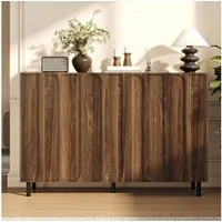 Merax Sideboard mit 3 Türen, verstellbaren Einlegeböden & Metallfüße (Stauraumschrank Anrichte, 1 St), 2-in-1 Kommode mit Soft-Close-Scharnieren, 120Lx37Bx80Hcm