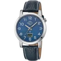 MASTER TIME Funkuhr Basic MTGA-10493-32L, Armbanduhr, Quarzuhr, Herrenuhr, Datum, Leuchtzeiger, Lederarmband