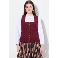 Ulla Popken Trachtenbluse Trachten-Mieder Cord Smok Slim ärmellos