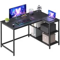 VASAGLE Schreibtisch Eckschreibtisch in L-Form, Computertisch mit Stauraum, Bürotisch, höhenverstellbare Ablage, für Homeoffice, 110/120 cm