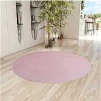 Teppium Teppich Unicolor - Einfarbig, Rund, Höhe: 11 mm, Kurzflor Teppich Anti-Rutsch Rückseite Waschbar Flauschiger