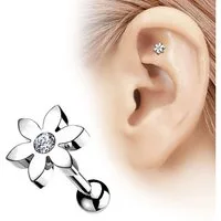 Taffstyle Piercing-Set Ohrpiercing Tragus Helix Cartilage Piercing Stecker Blume mit Kristall, Glitzer Strass Steinen Cartilage Helix Ohrpiercing Stab Kugel Knorpel