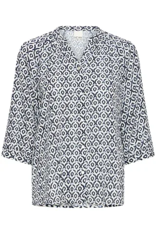 ICHI - Bluse - Ihmarrakech blau/weiß - Gr. - XS