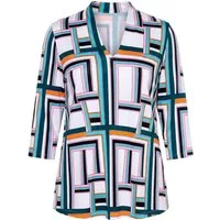 Ulla Popken T-Shirt Slinky-Shirt grafisches Design Kelchkragen 3/4-Arm