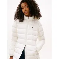 Tommy Jeans Steppmantel TJW ESSENTIAL HOODED DOWN COAT mit Fellimitat, Logostickerei