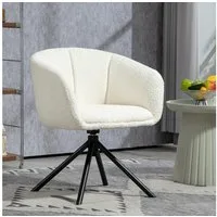 HOMCOM Relaxsessel Sessel Loungesessel mit Metallbeine Lesesessel mit Chenille-Optik (Sessel, 1-St., Akzentstuhl), für Wohnzimmer, Schlafzimmer, Cremeweiß