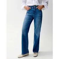 OPUS PANTS Bootcut-Jeans MELLY SPARK mit Powerstretch Mid Rise Long Flared, Long, leichte Used-Effekte