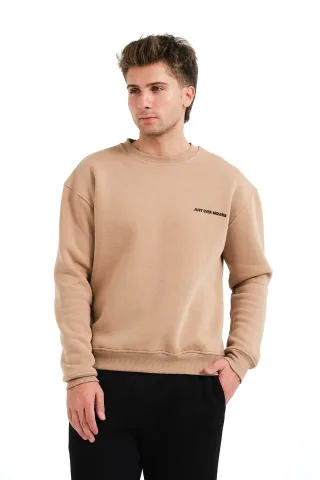 JUSTEVER Herren-Sweatshirt mit Rundhalsausschnitt, Stickerei, gefüttert mit Fleece-Innenseite und Nerz-Finish - Volar