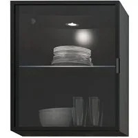Feldmann-Wohnen Glashängeschrank W3S/60 Alu Black (Glasfront mit Alurahmen, 1 Glasboden, 1-St., moderne matte Optik, Metallgriff) 60x32,5x72cm schwarz Glas 1-türig