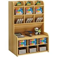 TUWENA Aufbewahrungsdose Stifthalter Aufbewahrungsbox aus Holz mit Schublade, Multifunktionaler Schreibtisch Organizer für Zuhause, Büro und Schule