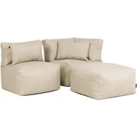 icon Gartenlounge-Set Modulares Outdoorsofa 3 Stück aus Webstoff „Noa“, (Spar-Set, 1 x Ecksofa, 1 x Sessel, 1 x Hocker), Made in Germany, UV-beständig, wetterfest