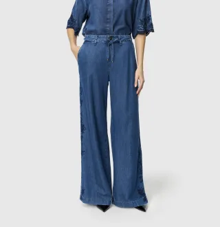 MAC - MAC JEANS - WENDY, Fluid tencel blau - Gr. - 32