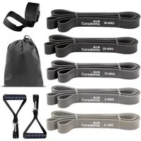 Coradoma Trainingsband Widerstandsbänder Set, Resistance Bands, Klimmzugband Fitnessbänder, mit Türanker und Handgriffen