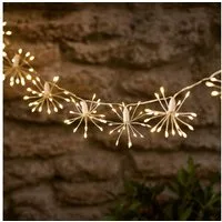Lights4fun LED-Lichterkette 200er LED Solar Lichterkette Starburst USB wiederaufladbar