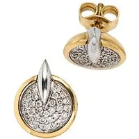 JOBO Paar Ohrstecker Ohrringe, 585 Gold Bicolor mit 60 Diamanten