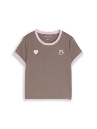 tom tailor kids - Cropped T-Shirt mit Herz-Print rusty brown - Gr. - 152