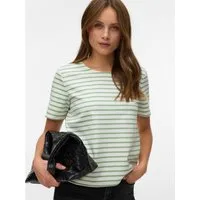 Vero Moda Rundhalsshirt VMABBY SS ZIP TOP JRS NOOS Materialmix, regular fit