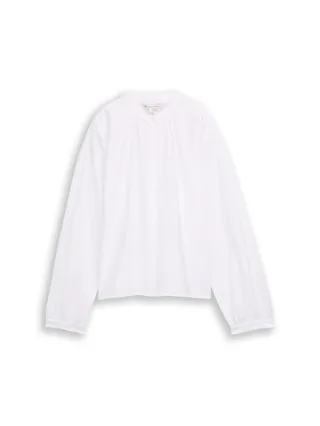 Denim Tom Tailor - Loose Fit Bluse mit Ballonärmeln white - Gr. - XL