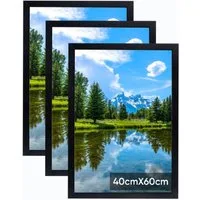 lindahandel Bilderrahmen MDF Bilderrahmen 3er Set modern mit Acrylglas,Für Puzzle Fotos&Poster, Posterrahmen 40x60 cm zum Aufhängen mit bruchsicherem Acrylglas